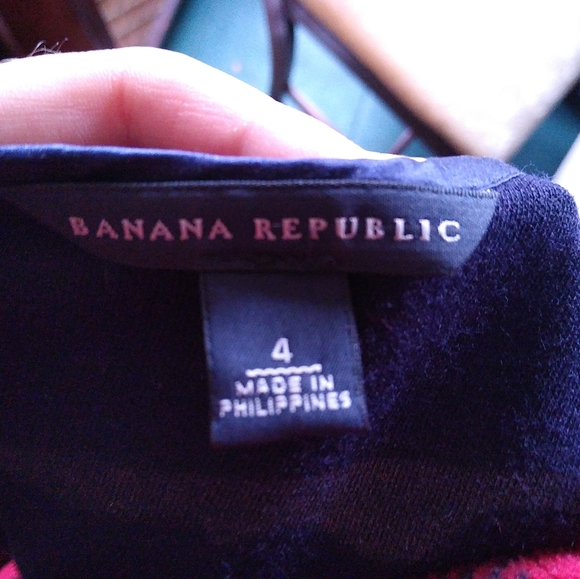 BANANA REPUBLIC Navy Blue Dress with Layered Satin Neckline - Picture 6 of 7